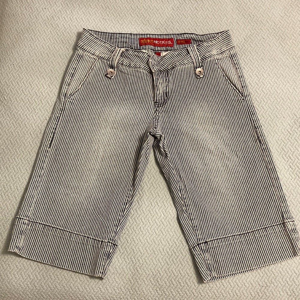 Hot Kiss Striped Denim Bermuda Shorts